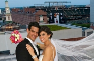 A dramatic backdrop like Camden Yards makes for an excellent wedding day memory.