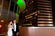 This Holiday Inn Baltimore-Inner Harbor bride and groom are on top of the world...well at least on top of the hotel for this wedding day photo memory.