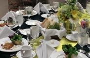 Consider a banquet wedding table once the courses begin being served.